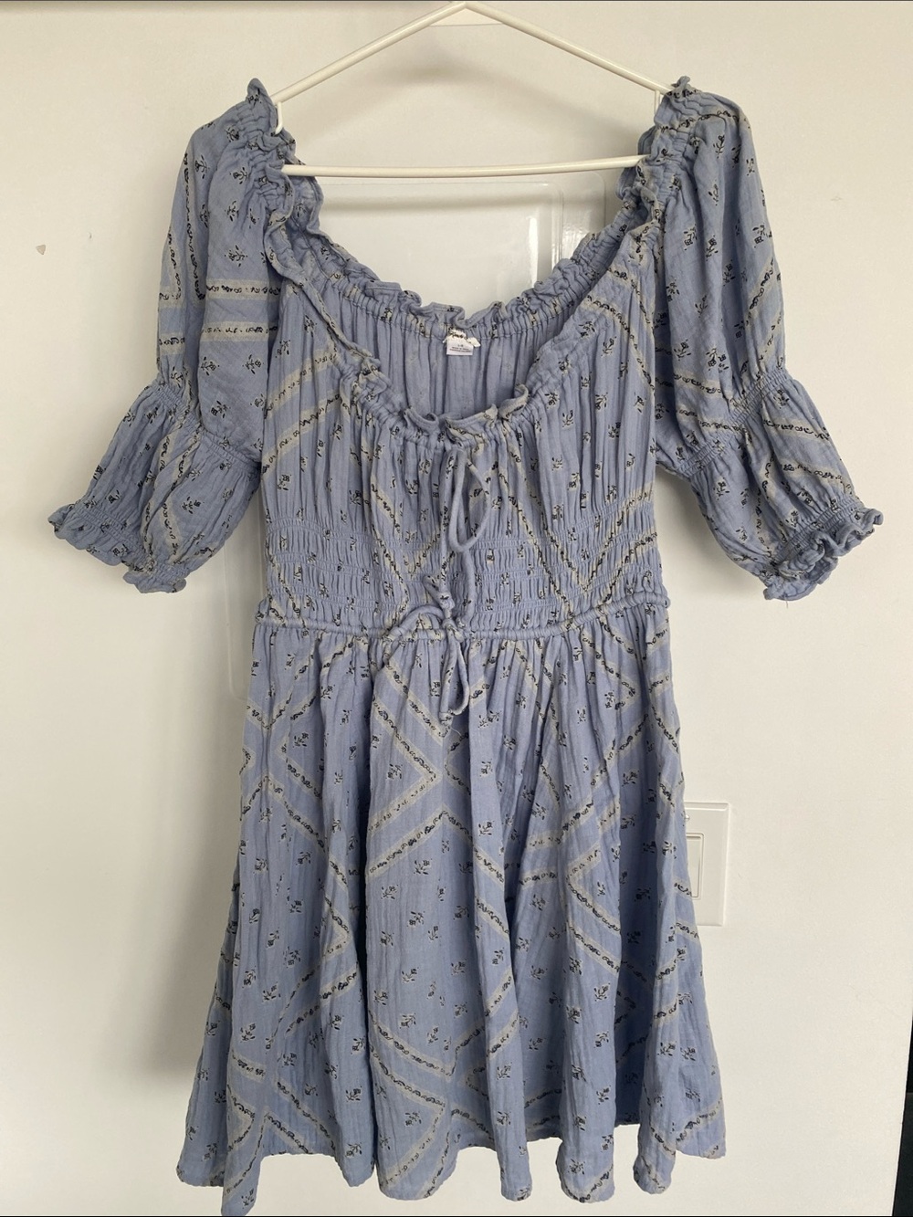 Kimchi Blue Light Blue Floral Smocked Mini Dress
